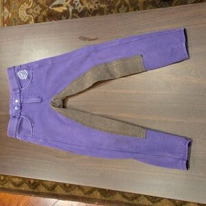 Horze Purple Full Seat Breeches Kids Size Medium